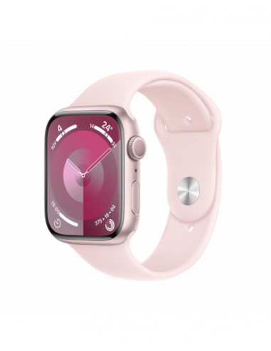 Apple Watch Series 9 GPS 45mm Cassa in alluminio rosa - Cinturino sport rosa confetto - M/L