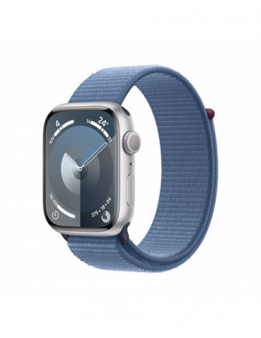 Apple Watch Series 9 GPS 45mm Cassa in alluminio argento - Blu inverno sport loop