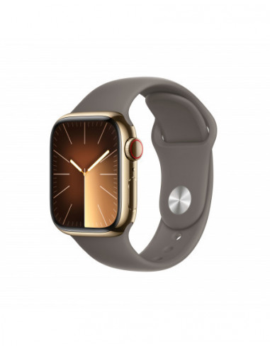 Apple Watch Series 9 GPS + Cellular 41mm Cassa in acciaio inossidabile gold - Cinturino sport grigio creta - M/L