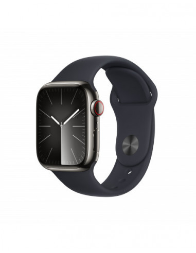 Apple Watch Series 9 GPS + Cellular 41mm Cassa in acciaio inossidabile graphite - Cinturino sport mezzanotte - M/L