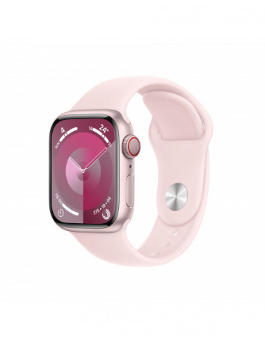 Apple Watch Series 9 GPS + Cellular 41mm Cassa in alluminio rosa - Cinturino sport rosa confetto - M/L