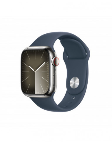 Apple Watch Series 9 GPS + Cellular 41mm Cassa in acciaio inossidabile silver - Cinturino sport  blu tempesta - M/L