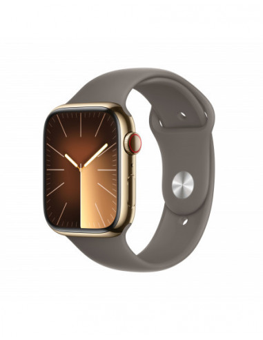 Apple Watch Series 9 GPS + Cellular 45mm Cassa in acciaio inossidabile oro - Cinturino sport grigio creta - M/L