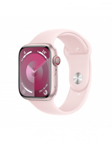 Apple Watch Series 9 GPS + Cellular 45mm Cassa in alluminio rosa - Cinturino sport rosa confetto - M/L