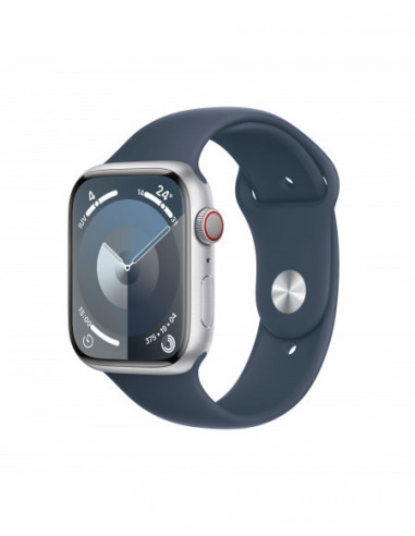 Apple Watch Series 9 GPS + Cellular 45mm Cassa in alluminio argento - Cinturino sport blu tempesta - M/L