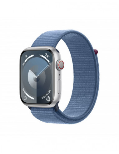 Apple Watch Series 9 GPS + Cellular 45mm Cassa in alluminio argento - Blu inverno sport loop