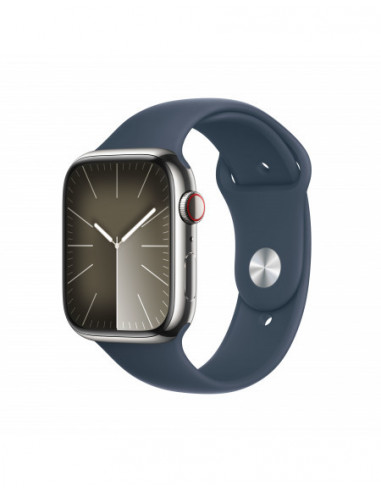 Apple Watch Series 9 GPS + Cellular 45mm Cassa in acciaio inossidabile silver - Cinturino sport blu tempesta - M/L