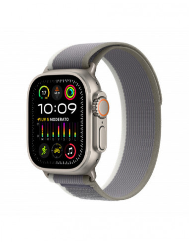 Apple Watch Ultra 2 GPS + Cellular, 49mm Cassa in titanio con verde/grigio trail loop - M/L